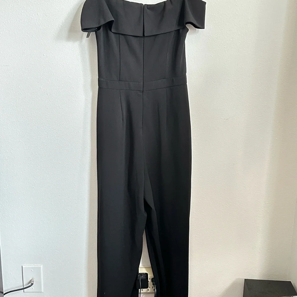 🆕 Xscape Over-The-Shoulder Scuba Crepe Jumpsuit Black Sz 8 NWT